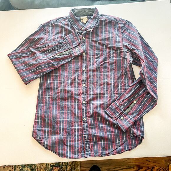 J. Crew Shirtings Washed Tartan Plaid Button Down Shirt Mens Medium 100 Cotton - Picture 2 of 8